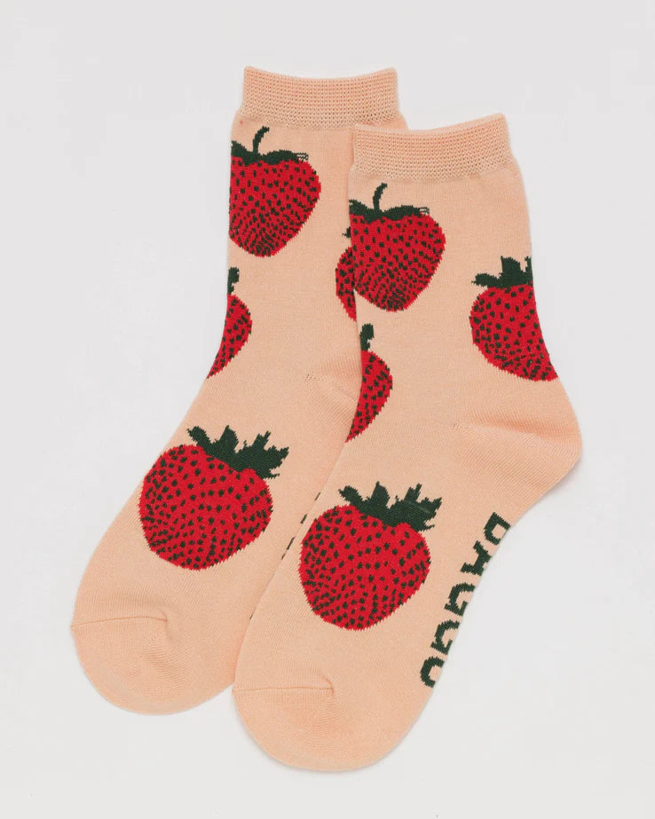 Bamboo Crew Socks Accessories BAGGU Strawberry 