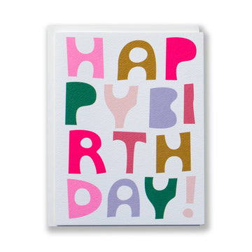 Block Letter Happy Birthday Card Greeting & Note Cards Banquet Workshop 