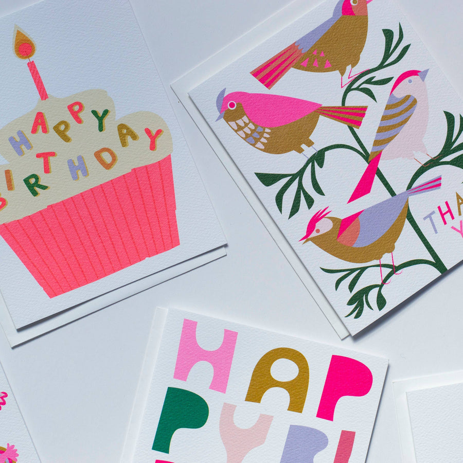 Block Letter Happy Birthday Card Greeting & Note Cards Banquet Workshop 