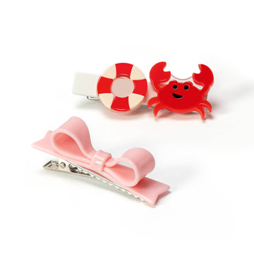 Crab & Bowtie Alligator Clips Mini Chill Lilies & Roses NY 