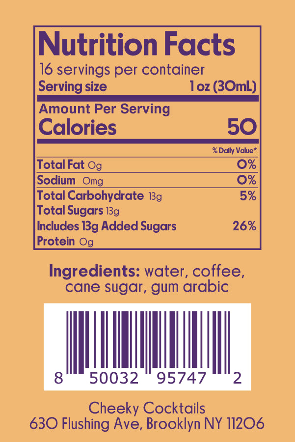 Espresso Syrup 16 oz Pantry Cheeky Cocktails 