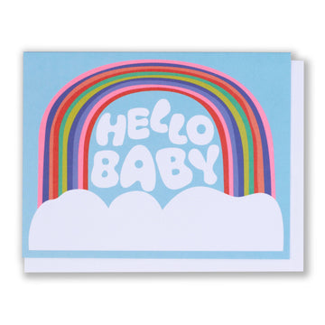 Hello Baby Rainbow and Clouds Card Greeting & Note Cards Banquet Workshop 