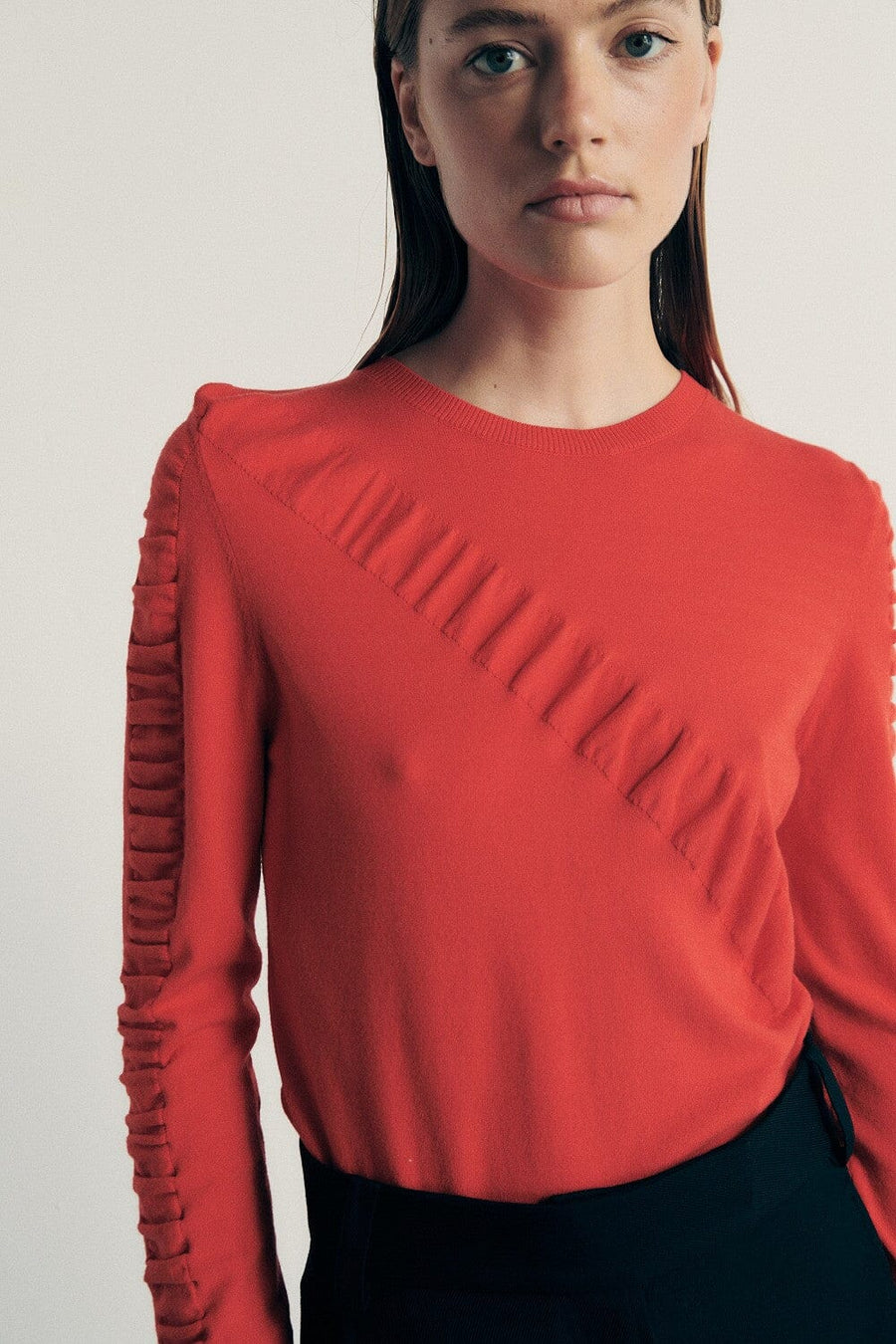 Long sleeve jumper with gathers Clothing Sita Murt S Red 