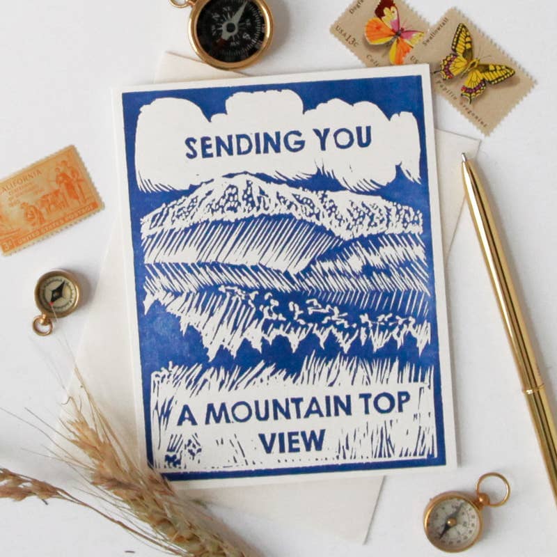 Mountain Top View Friendship Card Stationary & Gift Bags Heartell Press 