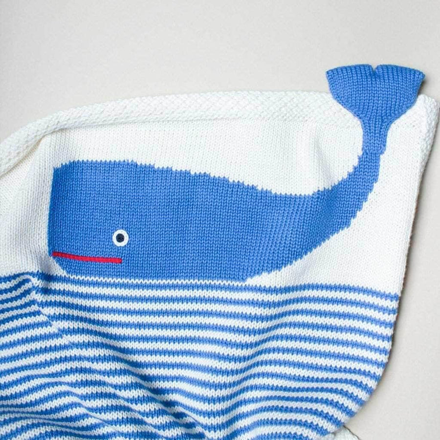 Organic Baby Gift Set - Handmade Lovey Blanket, Rattle Toy & Hat | Whale Baby Gift Sets Estella 