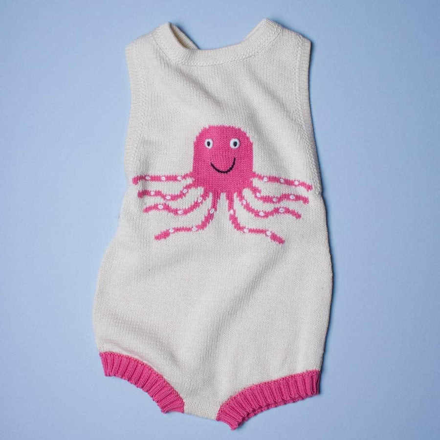 Organic Baby Gift Set - Sleeveless Octopus Romper, Octopus Rattle & Hat Baby Gift Sets Estella 