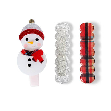 Snowman + Wave Ped + Plaid Alligator Clip Mini Chill Lilies & Roses NY 