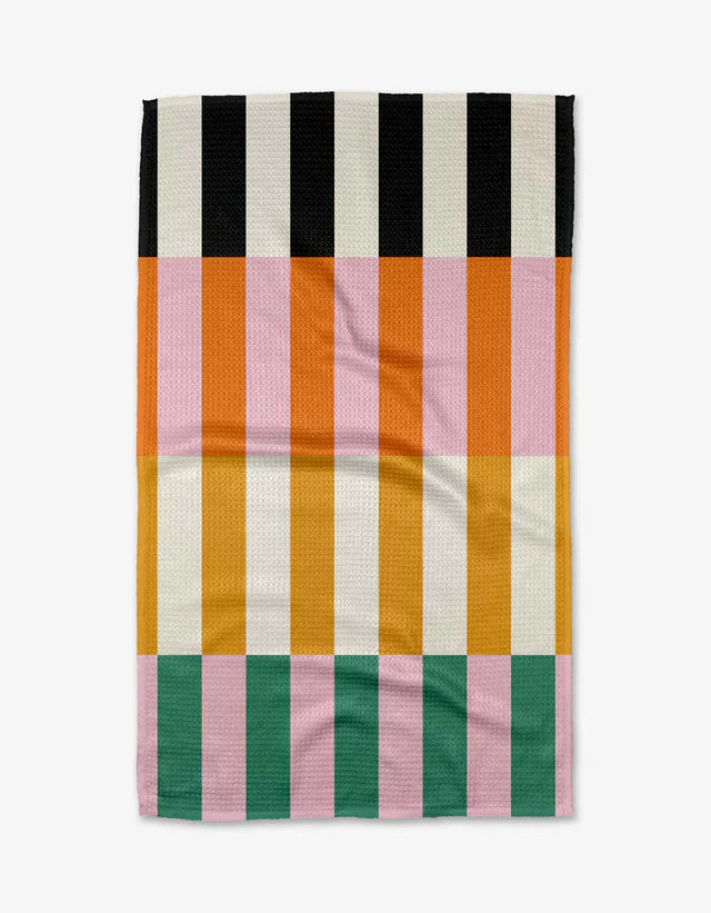 Super Absorbent Kitchen Tea Towels Tabletop Geometry Stacked Stripes 