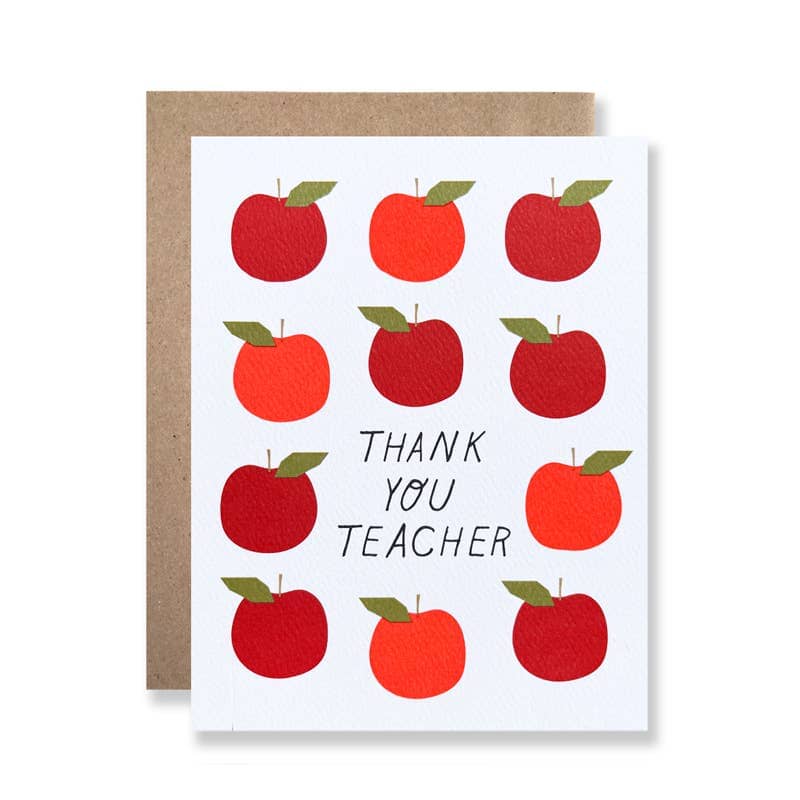Thank You Teacher Apples Card Stationary & Gift Bags Hartland Cards 