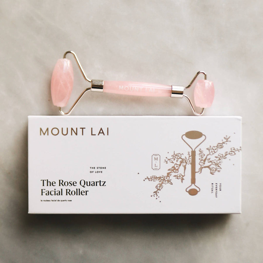 The De-Puffing Rose Quartz Facial Roller Skincare Mount Lai 