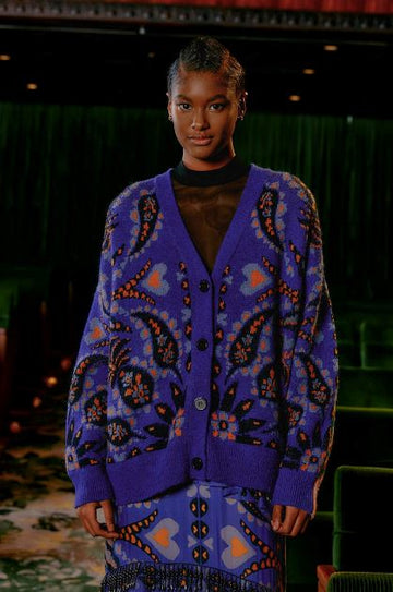Toucans Scarf Mixed Prints Knit Cardigan Clothing Farm Rio XS 