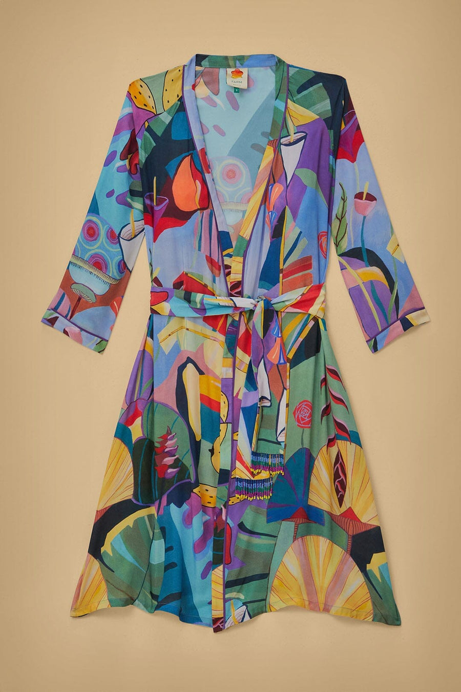 Tropical Scenario Multicolor Long Kimono Clothing Farm Rio 