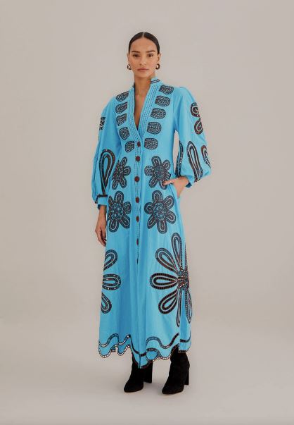 Turquoise Richelieu Maxi Dress Clothing Farm Rio XS 
