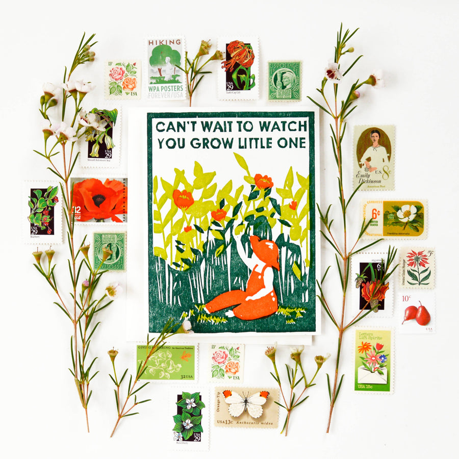 Watch You Grow New Baby Card Stationary & Gift Bags Heartell Press 