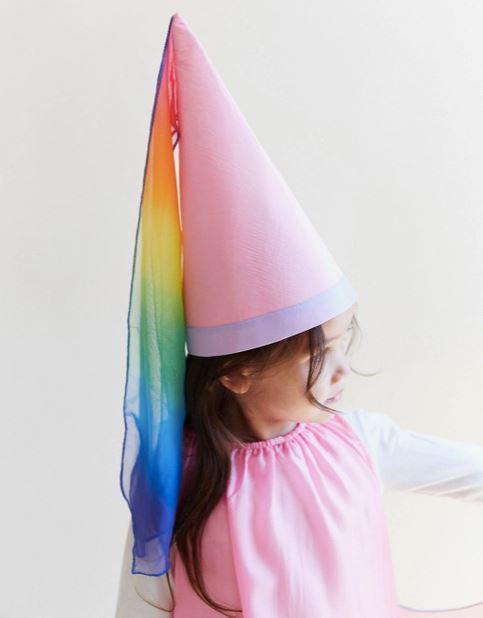 100% Silk Princess Hat For Dress-Up, Pink/Rainbow Mini Chill Sarah’s Silks 