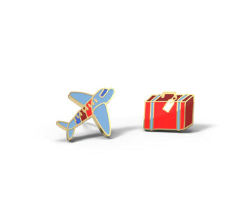 Airplane + Suitcase Earrings Mini Chill Yellow Owl Workshop 