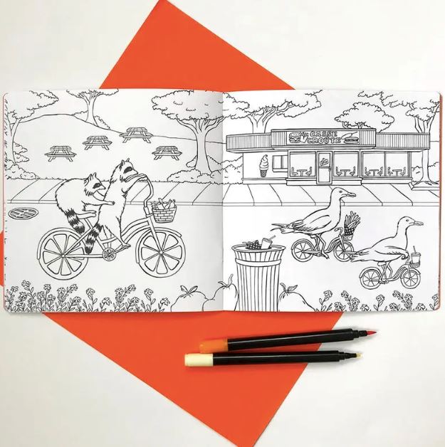 Animals on Bikes Coloring Book Mini Chill Amelie Legault 