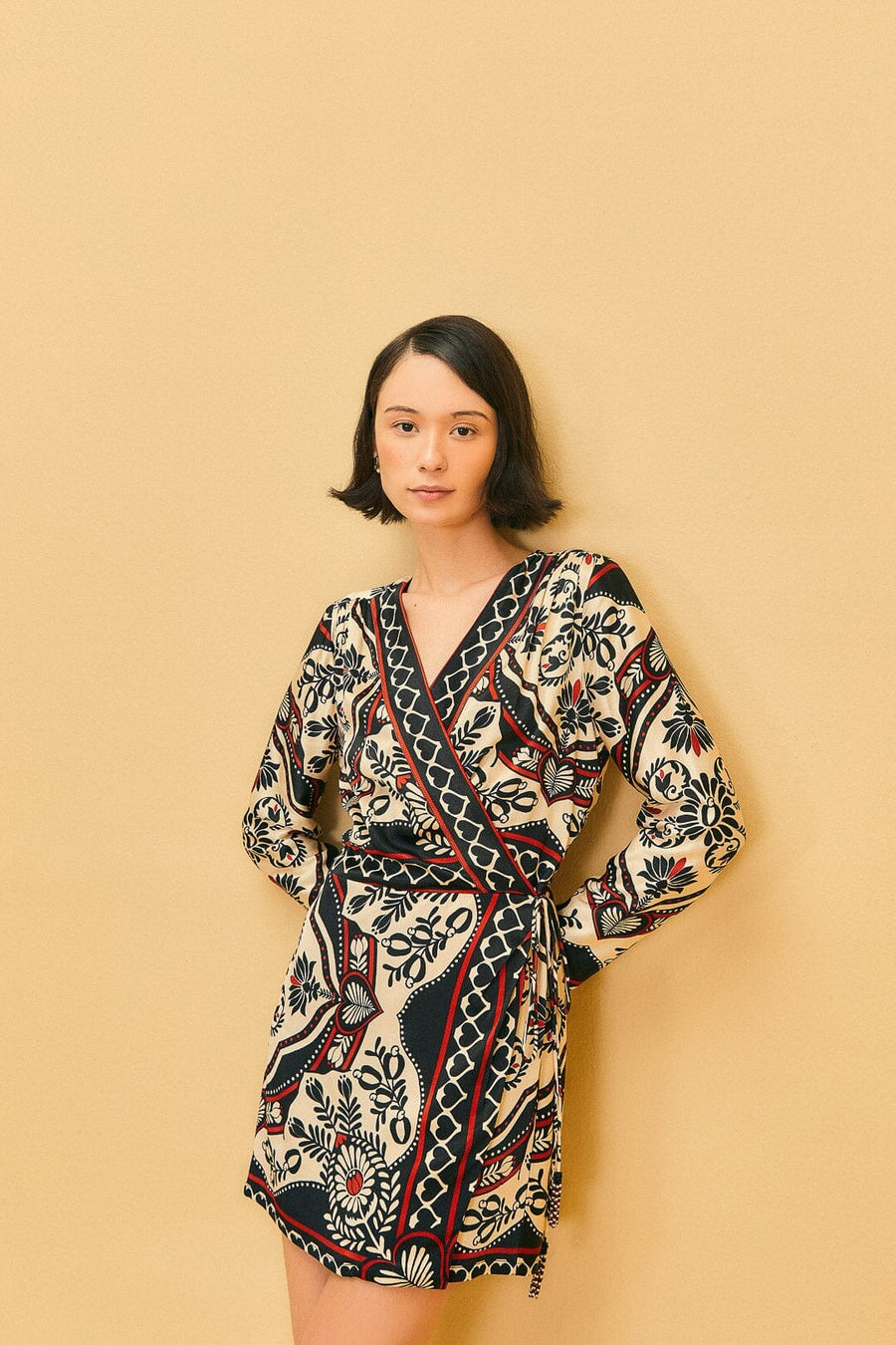 Black Passion Scarf Mini Wrap Dress Clothing Farm Rio 