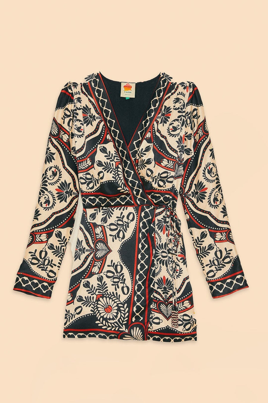 Black Passion Scarf Mini Wrap Dress Clothing Farm Rio XS 