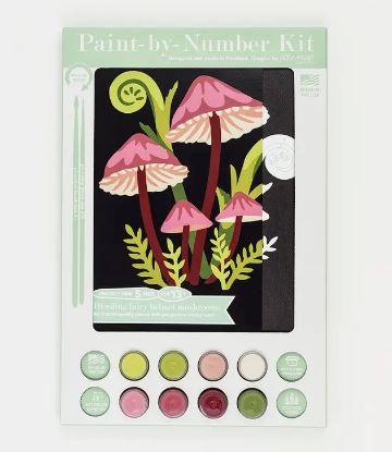 Bleeding Fairy Helmet Mushrooms Paint-by-Number Kit Mini Chill Elle Crée (She Creates) 