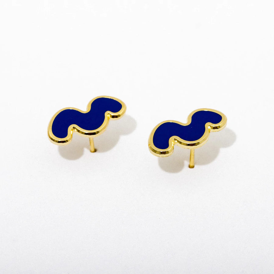Blue Squiggle Earrings Jewelry Larissa Loden 
