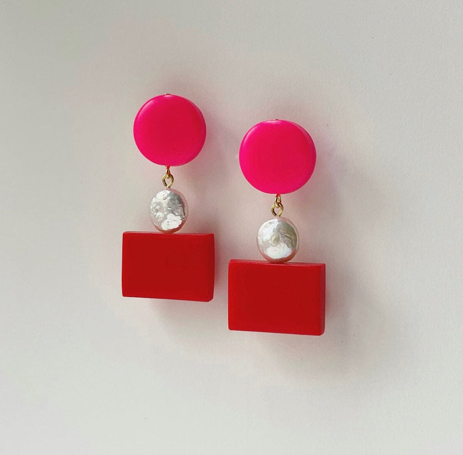 Bon Bon earrings Earrings Hattie Buzzard Cherry & Neon Pink 