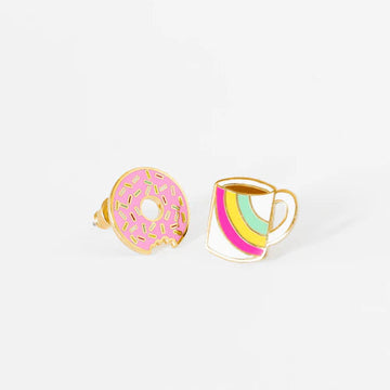 Coffee + Donut Earrings Mini Chill Yellow Owl Workshop 