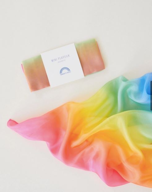 Enchanted Playsilks - 100% Silk Natural, Waldorf Toys Mini Chill Sarah’s Silks Rainbow 