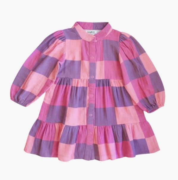 Girls Purple Checkered Dress Mini Chill Bizz x Siss 18-24 m 