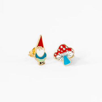 Gnome + Mushroom Earrings Mini Chill Yellow Owl Workshop 