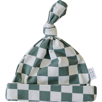 Green Checkered Newborn Knot Hat Mebie Baby 