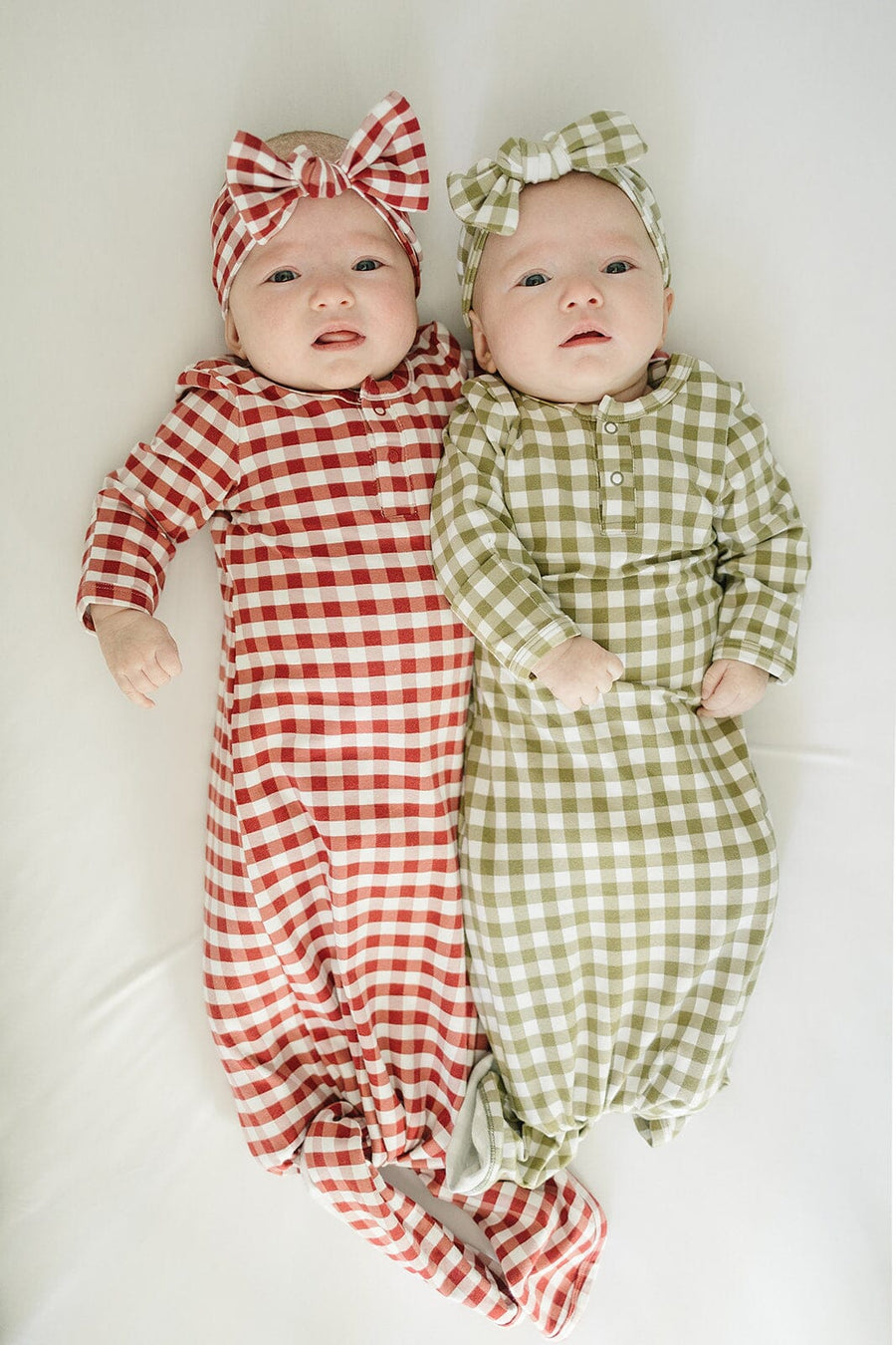 Green Gingham Knot Gown Mebie Baby 