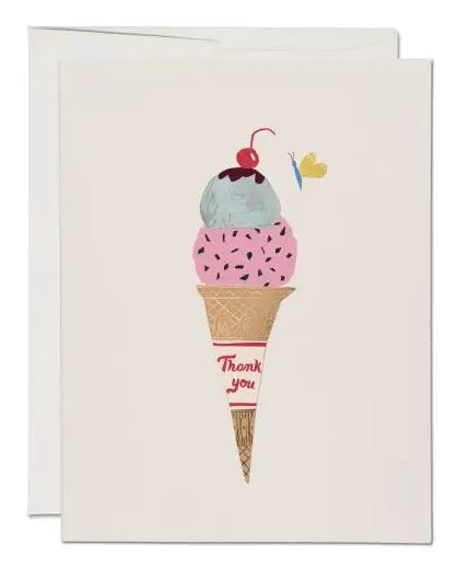 Ice Cream Cone Card Stationary & Gift Bags Red Cap Cards 