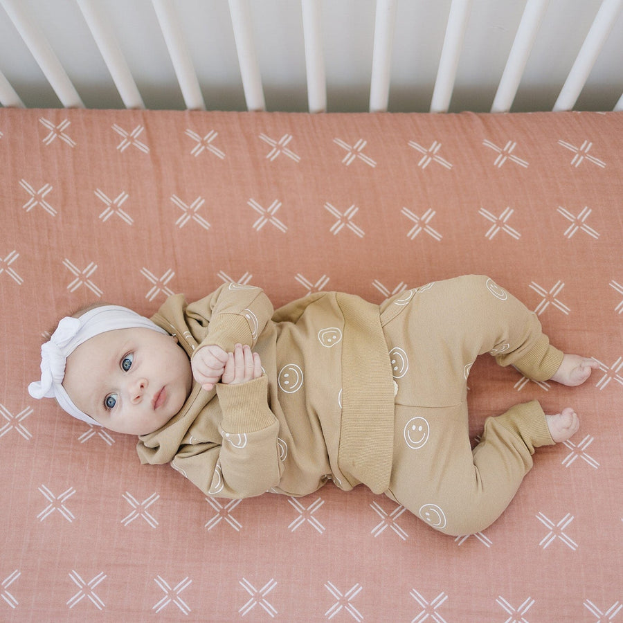 Just Peachy Muslin Crib Sheet Mebie Baby 