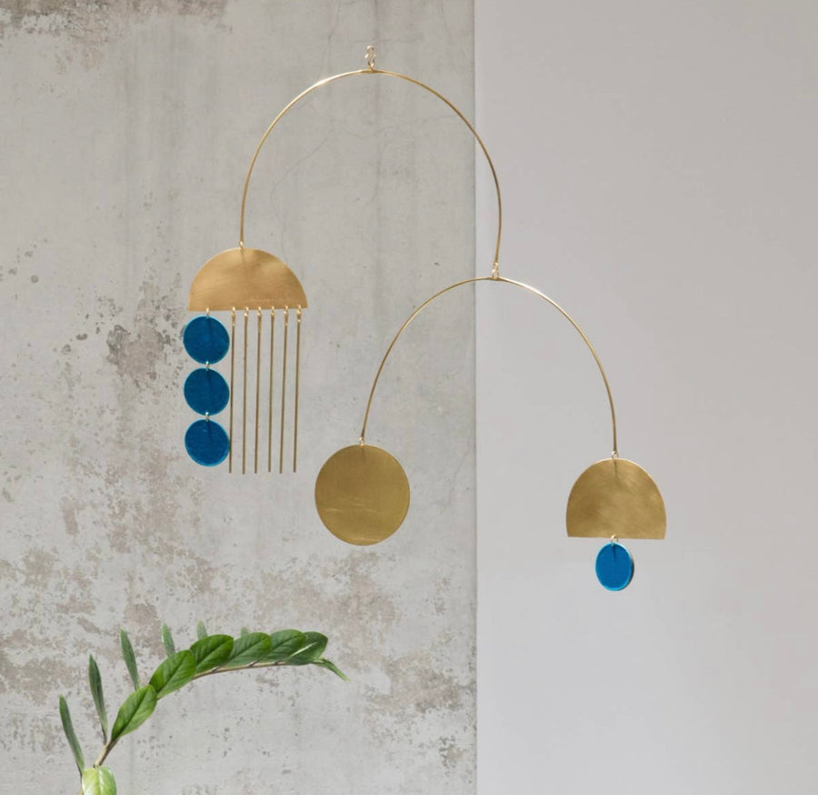 Kinetic Brass Mobile 1920 Home Decor Stéphanie Barbié Atelier Blue 