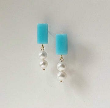 LILA MINI PEARL DROP EARRINGS Jewelry Hattie Buzzard Sky 