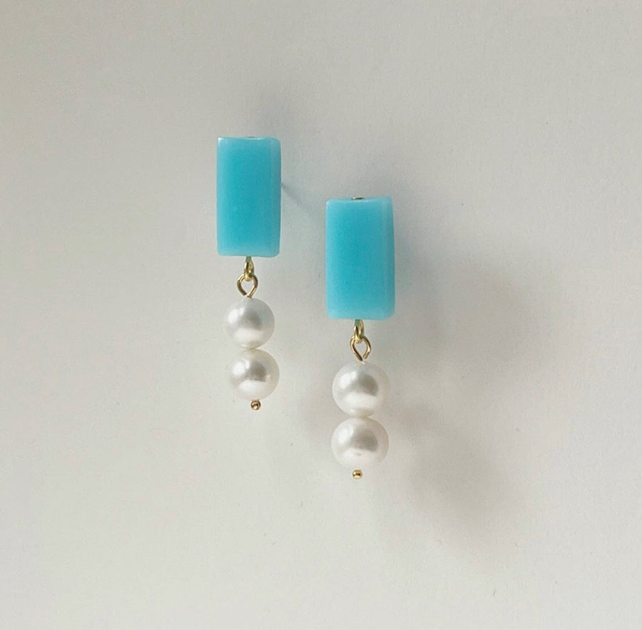 LILA MINI PEARL DROP EARRINGS Jewelry Hattie Buzzard Sky 