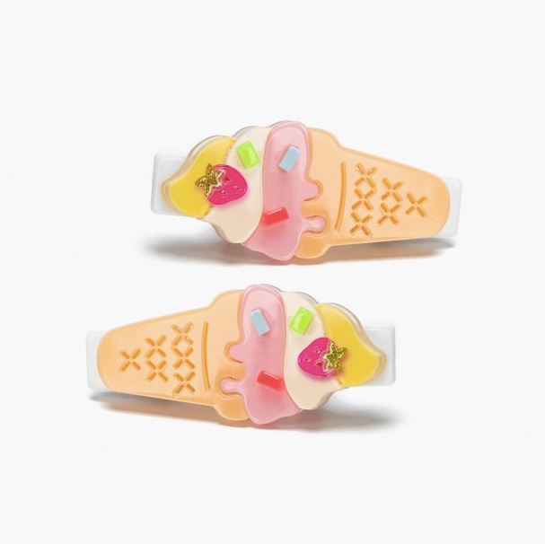 Melting Ice Cream Pastel Colors Alligator Clips Mini Chill Lilies & Roses NY 