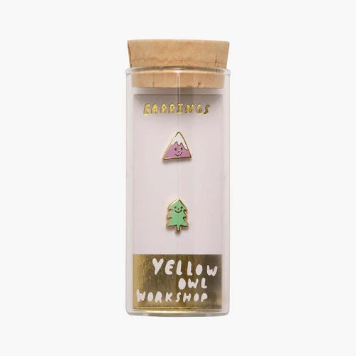 Mountain + Tree Earrings Mini Chill Yellow Owl Workshop 