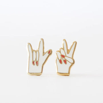 Peace + Love Earrings Mini Chill Yellow Owl Workshop 