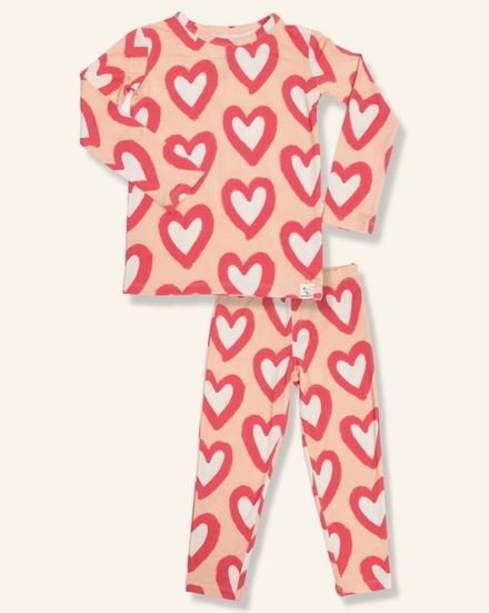 Pink Hearts Pajama Set Mini Chill Loocsy LLC 6-12M 