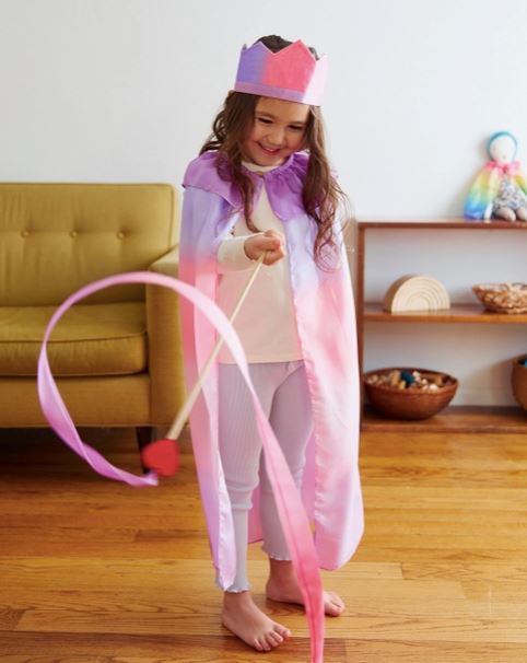 Pink & Purple Silk & Wood Streamer - Wand For Pretend Play Mini Chill Sarah’s Silks 