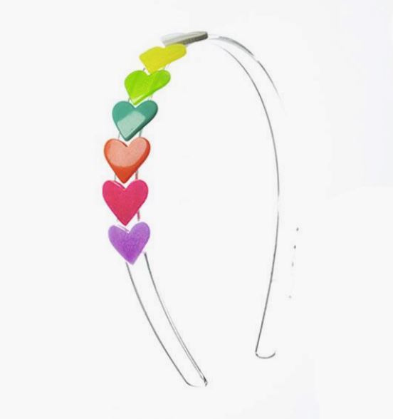 Rainbow Neon Heart Headband Mini Chill Lilies & Roses NY 