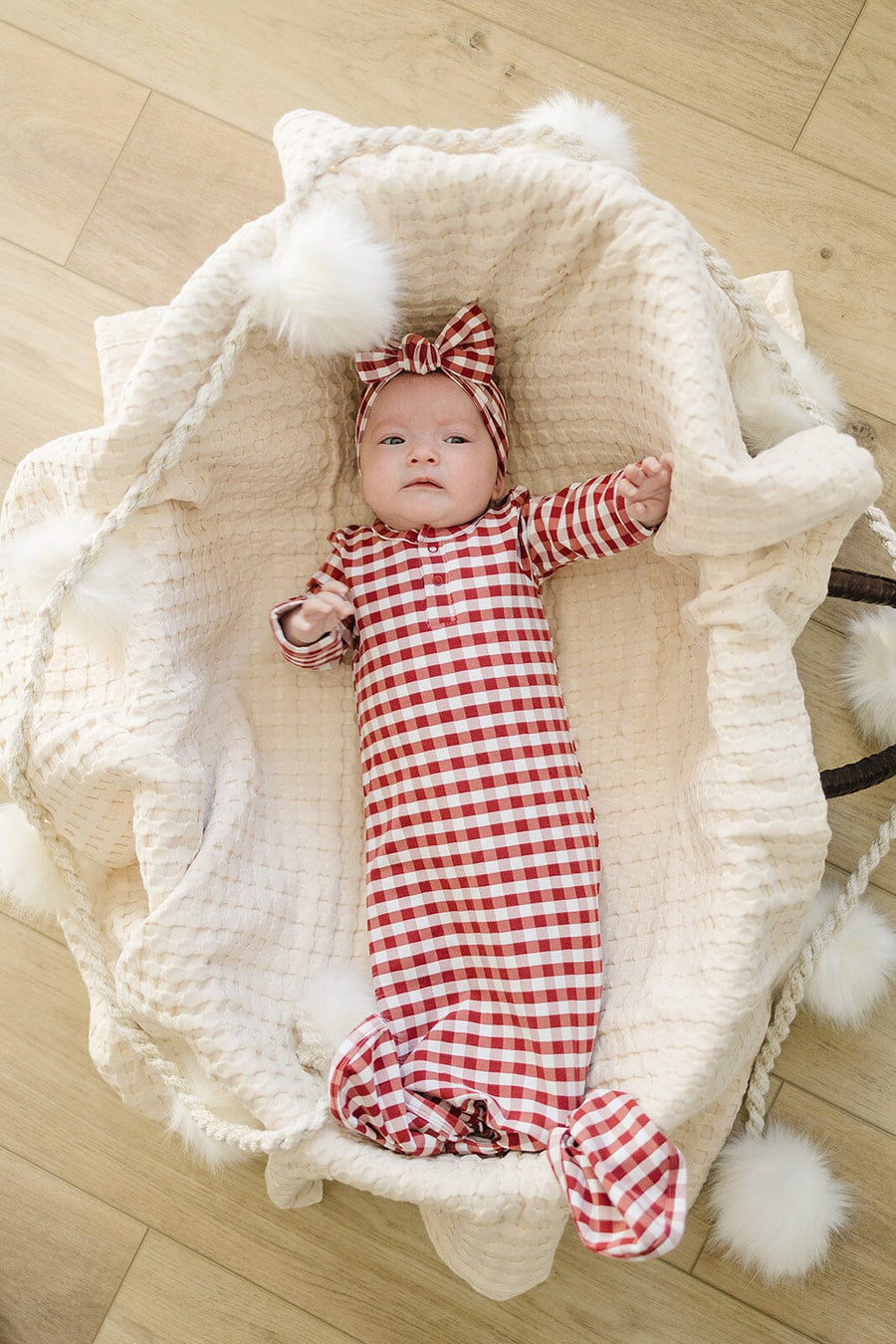 Red Gingham Knot Gown Mebie Baby 