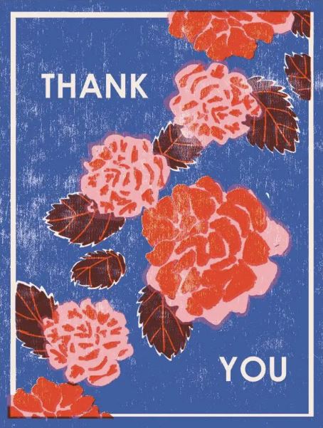 Red Peonies Thank you card - set of 6 Home Decor Heartell Press 