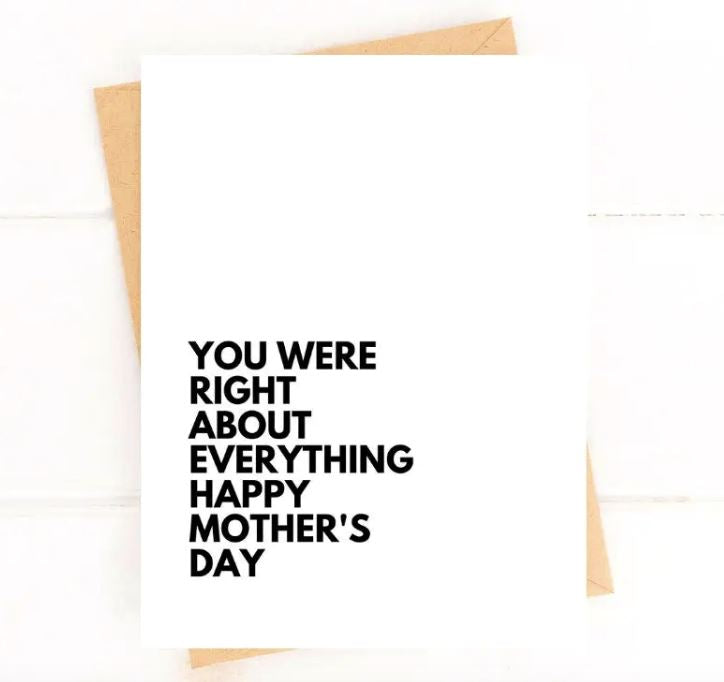 Right About Everything Mother's Day Card Stationary & Gift Bags Five Dot Post 