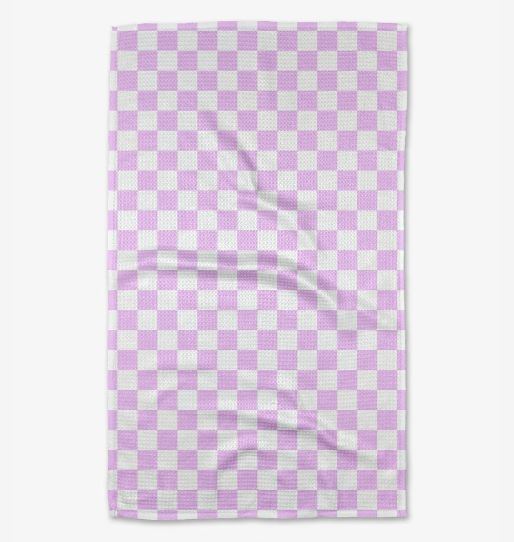 Super Absorbent Kitchen Tea Towels Tabletop Geometry Checker Love 
