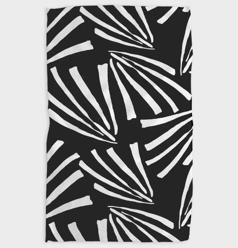 Super Absorbent Kitchen Tea Towels Tabletop Geometry Fronds At Night 