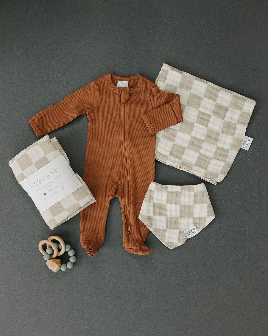 Taupe Checkered Bib Mebie Baby 