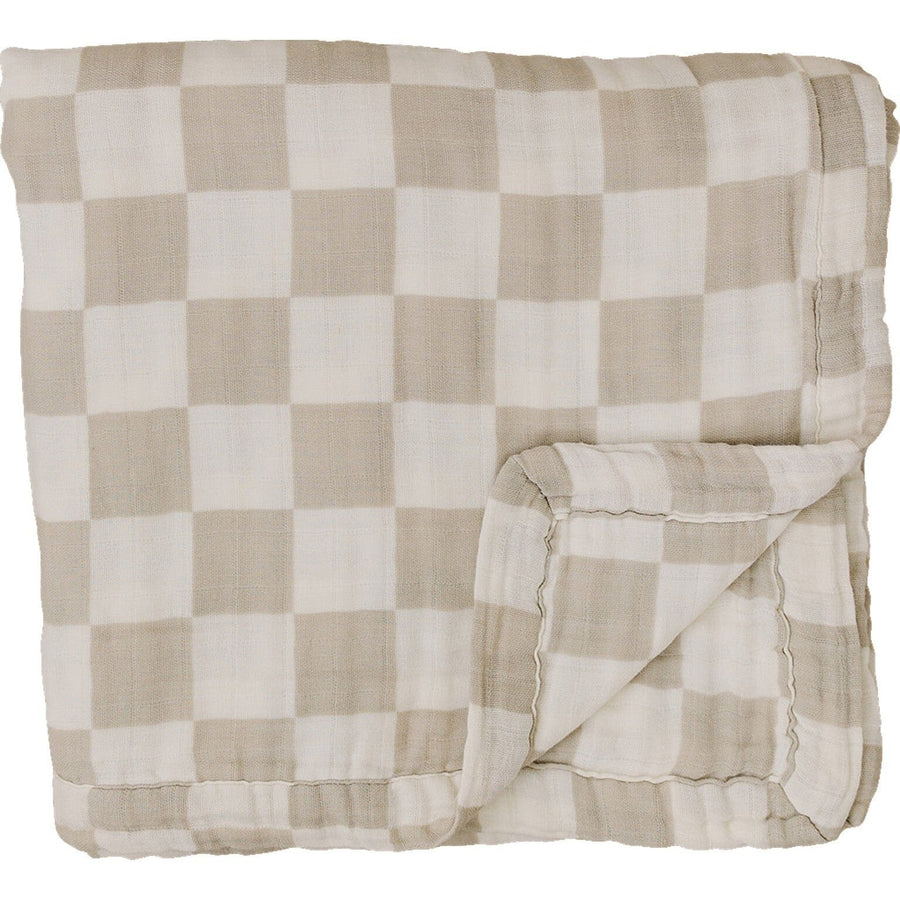 Taupe Checkered Muslin Quilt Mebie Baby 